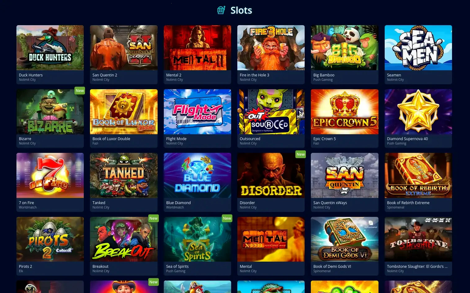 Bull Casino spelaanbod overzicht